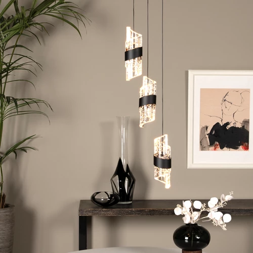 Lucide KLIGANDE - Suspension - Ø 25 cm - LED Dim. - 3x8W 2700K - Noir - ambiance 1
